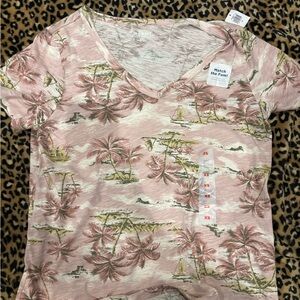 Old Navy Pink Tropical Print Women's Tee